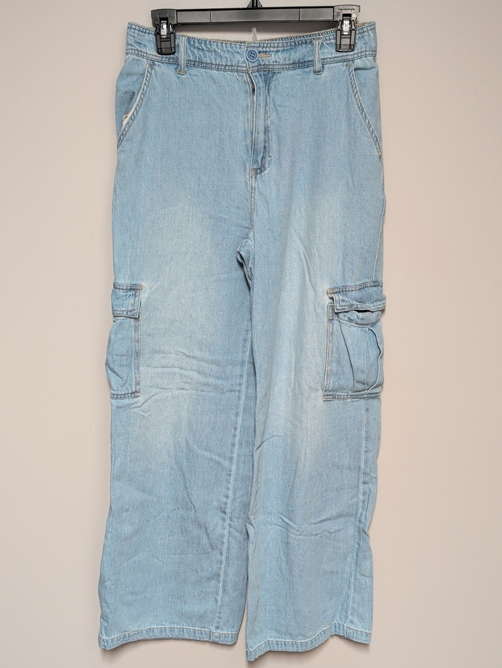 Light Blue Women's Straight-Leg Cargo Jeans